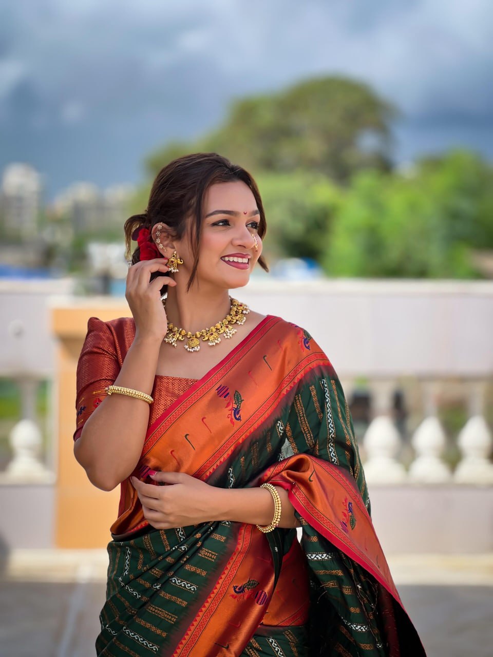 Adorned with beautiful Zari work Saree From Soti Designer