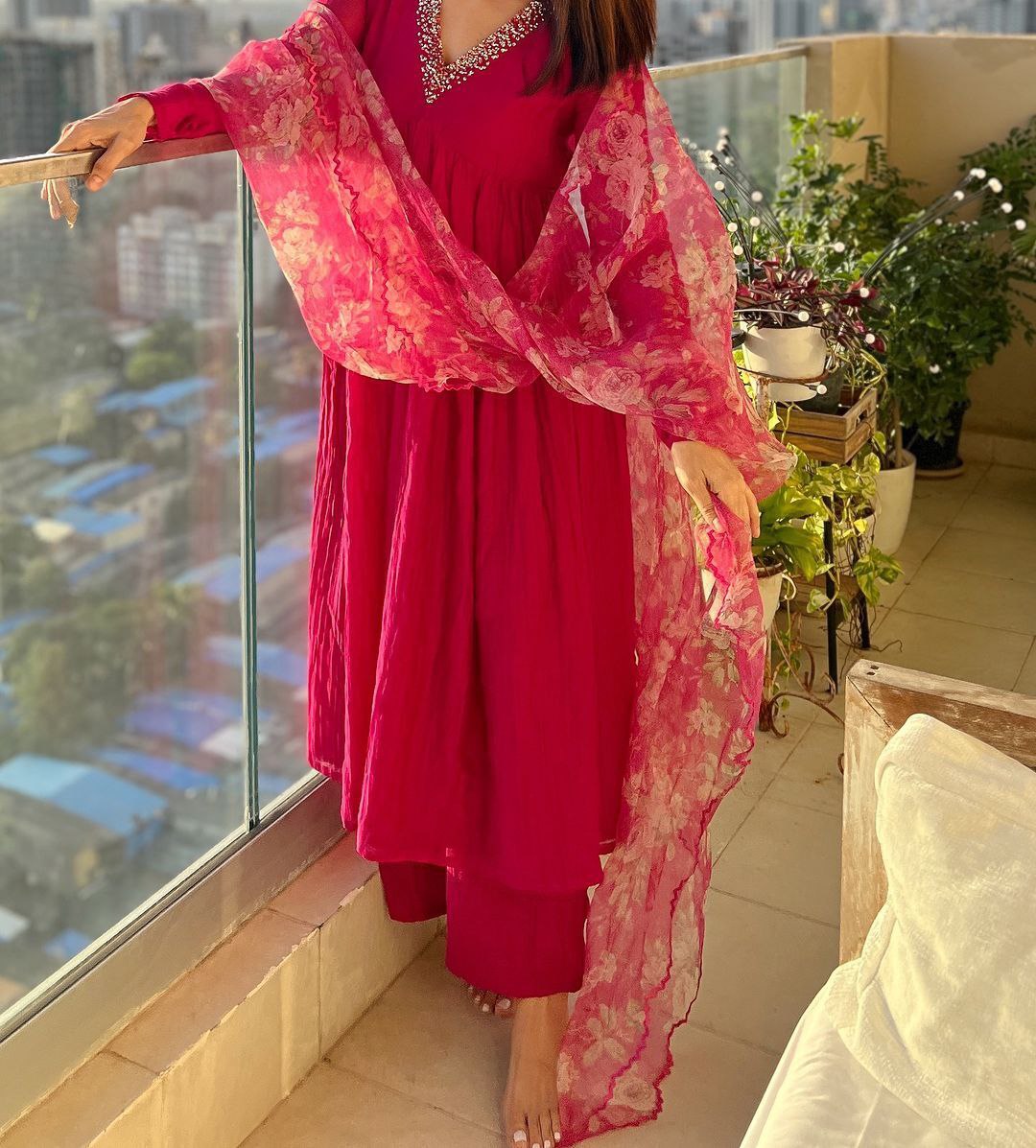 Pure Soft Chanderi Kurti Pant With Orgenza Duppata