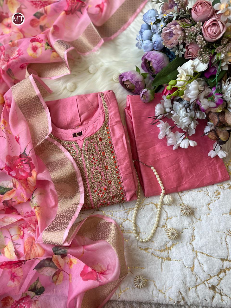 Anarkali Flared Kurti Pant Dupatta Set