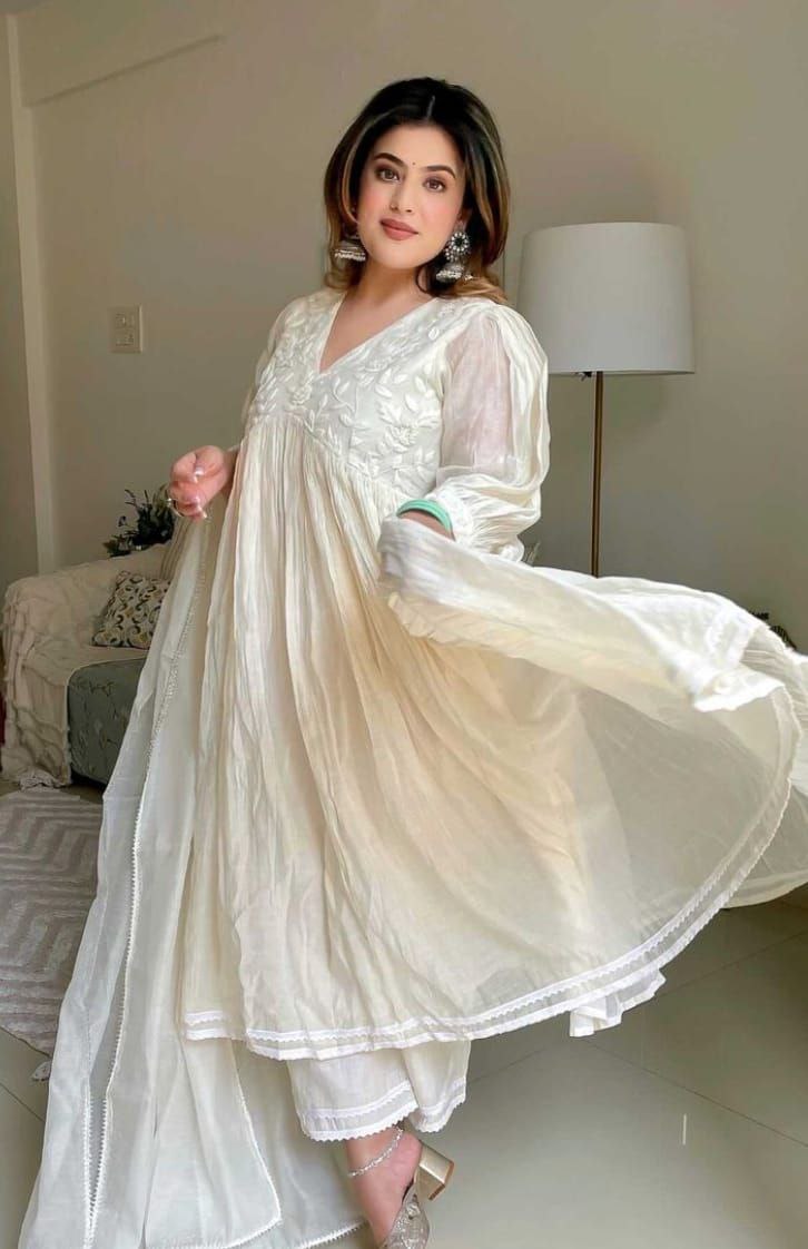 New Designer Embroidered Anarkali Gown Set
