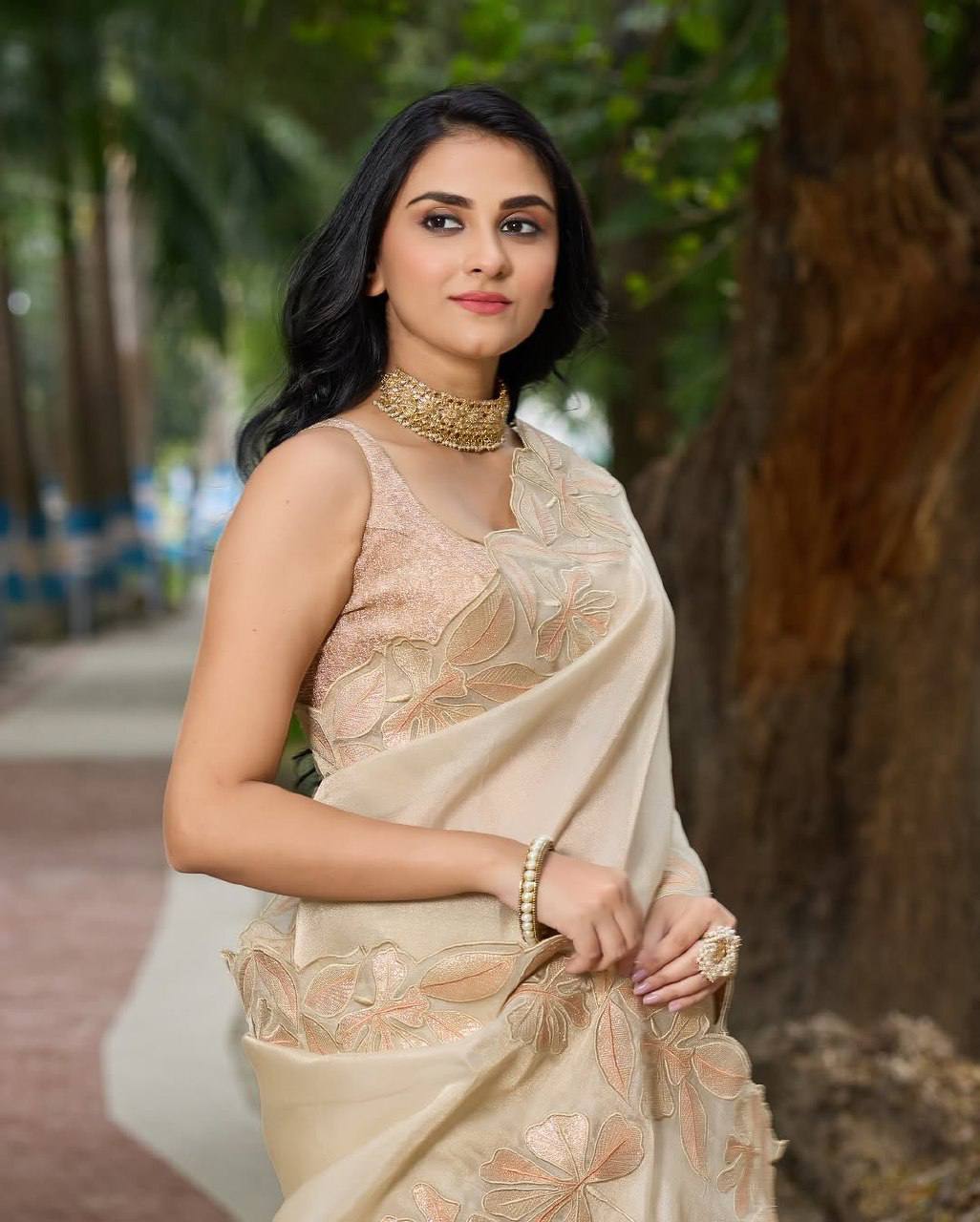 Sindhur Designer Saree Orgenza silk with 3mm sequins embroidery work Saree
