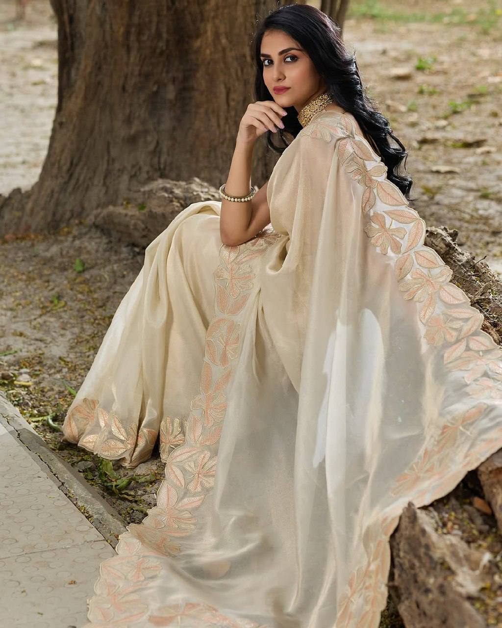 Sindhur Designer Saree Orgenza silk with 3mm sequins embroidery work Saree