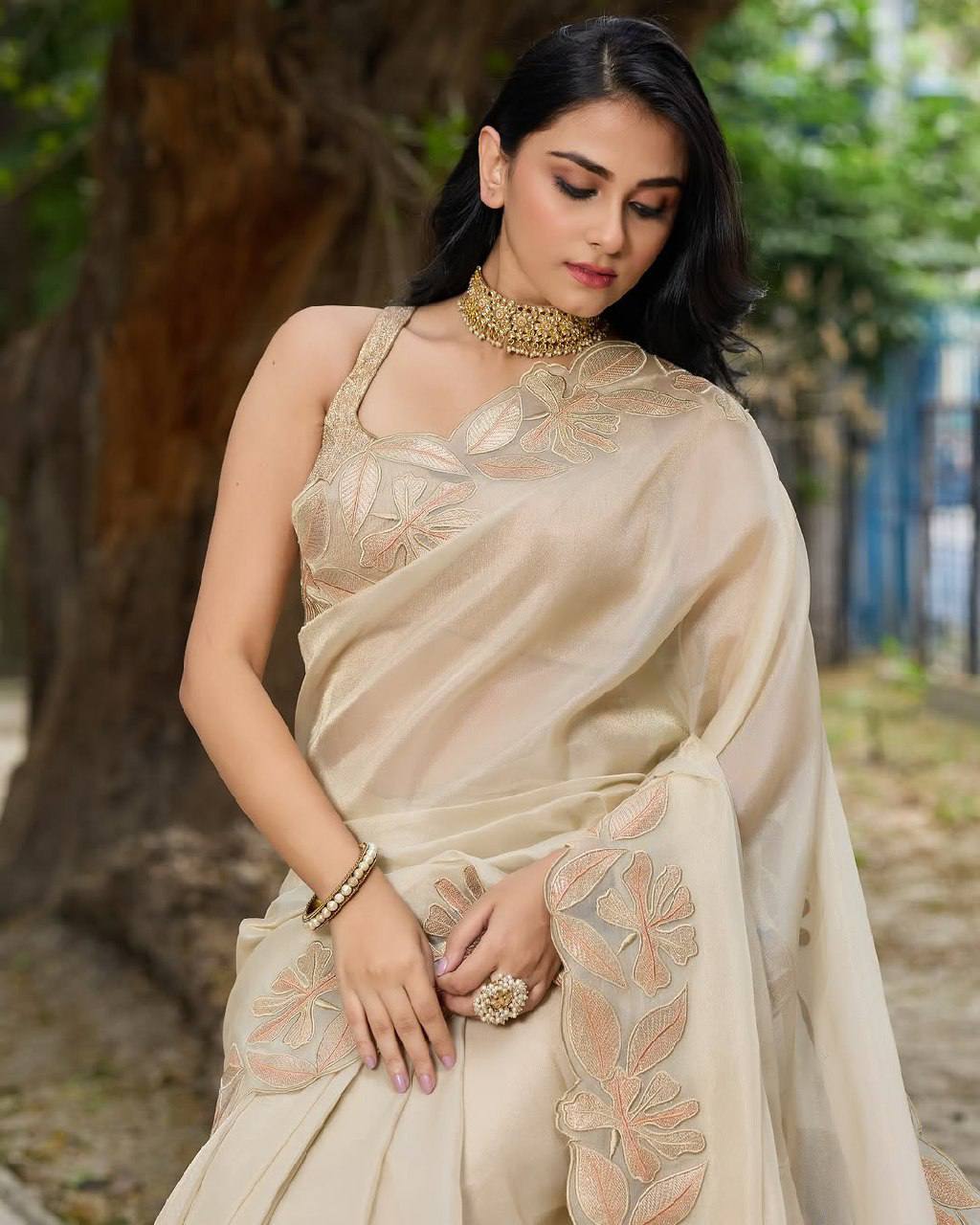 Sindhur Designer Saree Orgenza silk with 3mm sequins embroidery work Saree