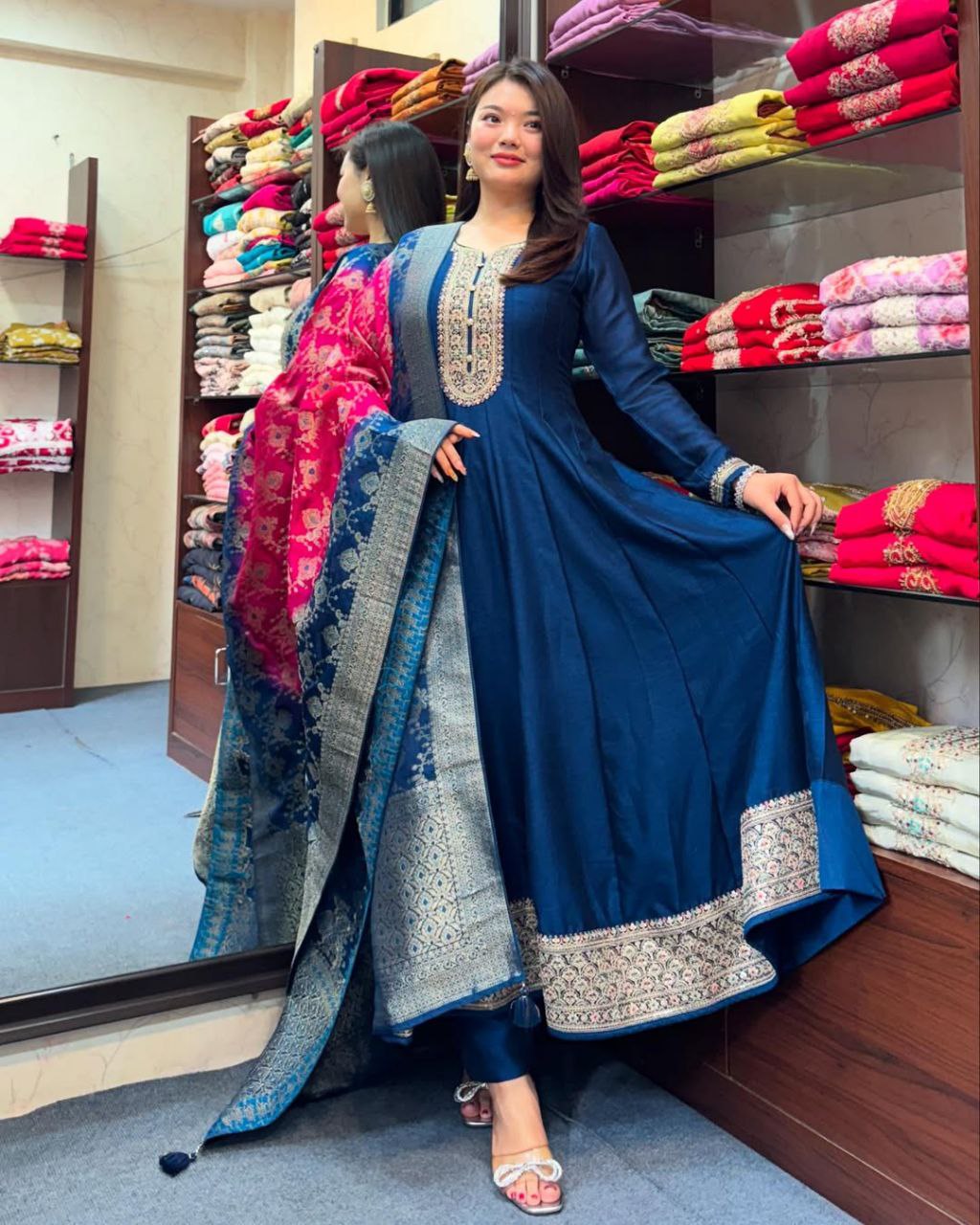 Anarkali Flared Kurti Dupatta Set