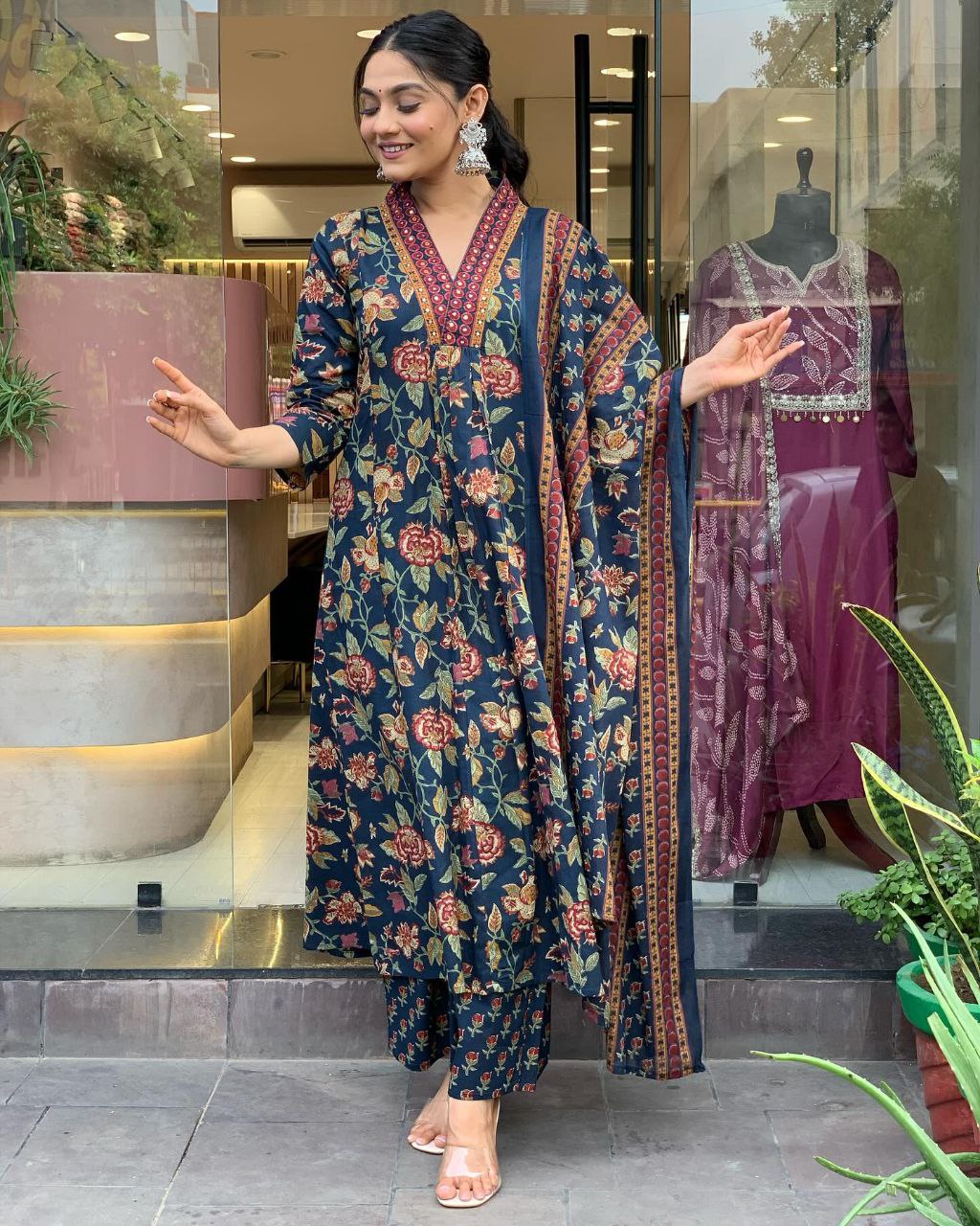 Cambric Cotton Kurti Pant Dupatta Set