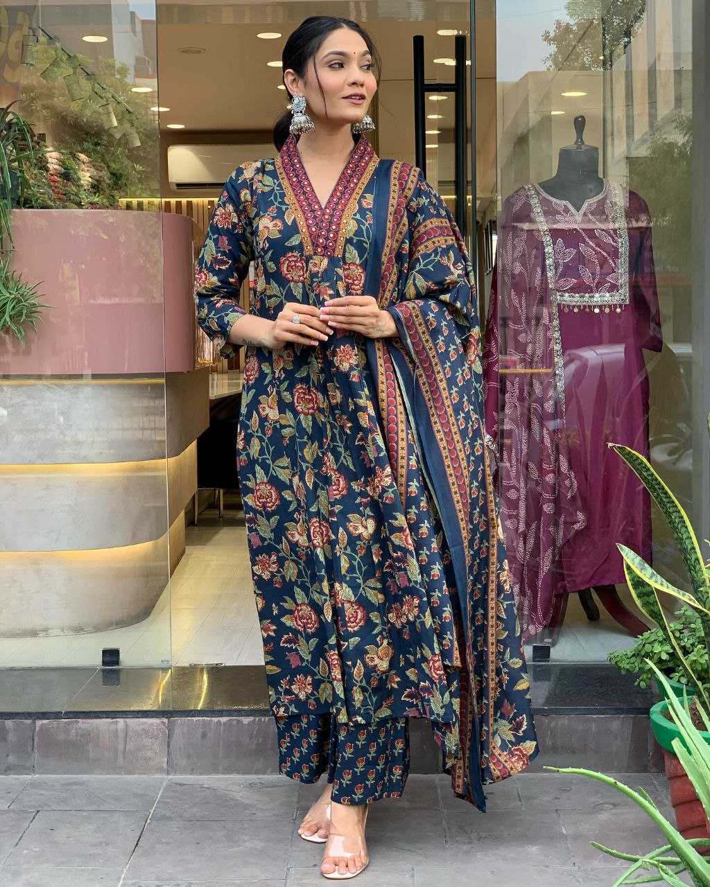 Cambric Cotton Kurti Pant Dupatta Set