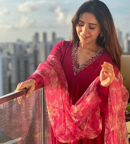 Pure Soft Chanderi Kurti Pant With Orgenza Duppata