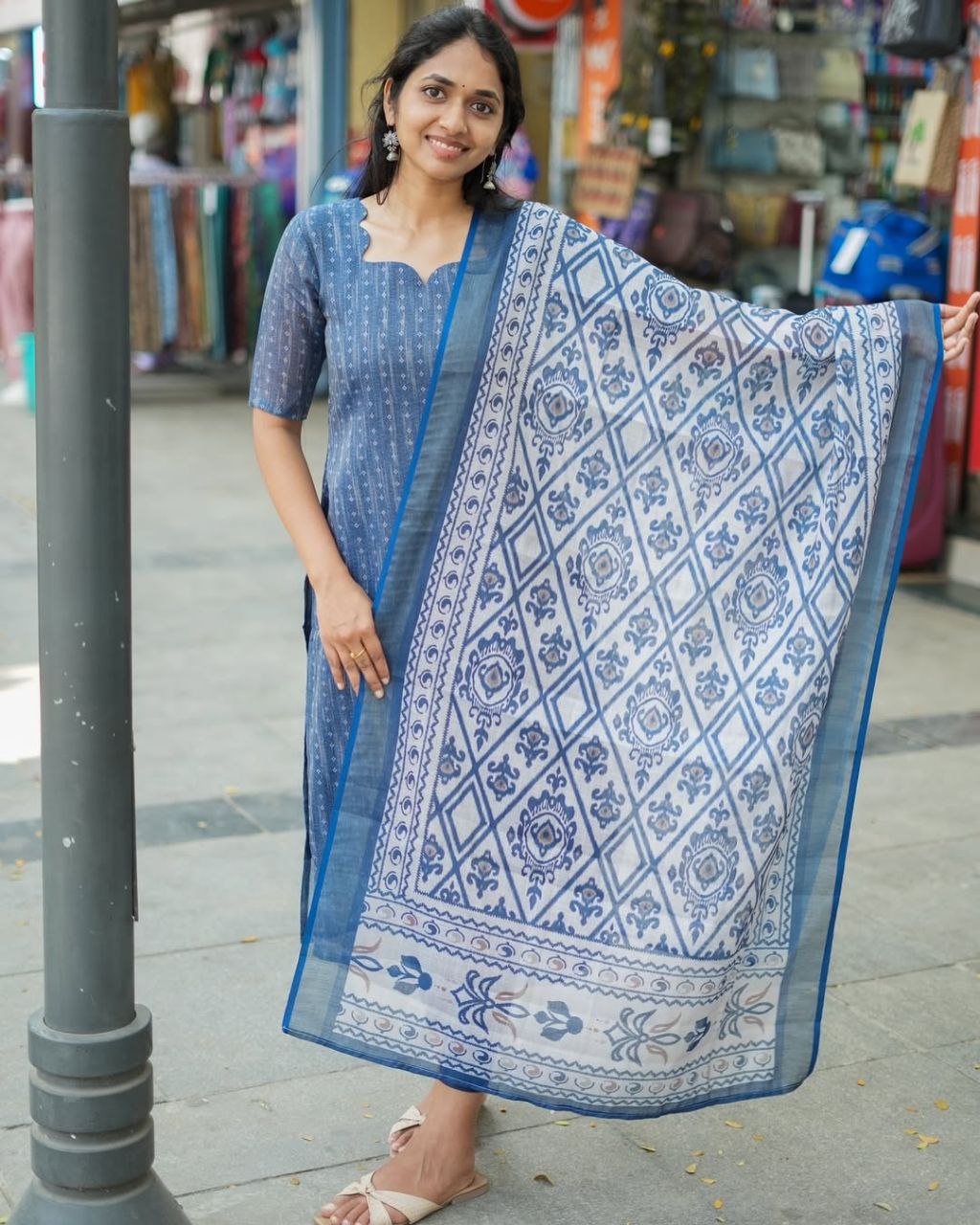 TANNA BANNA LILAN COTTON  DUPPATA 2 PIECE SET