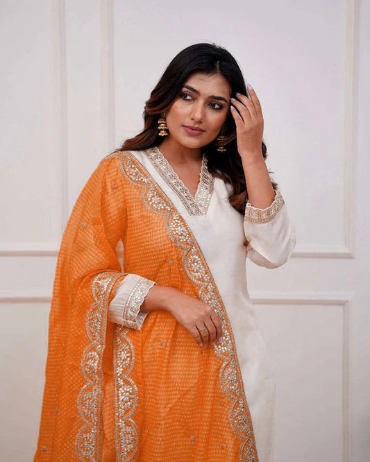 MUSTARD YELLOW BANDHANI GOTA PATTI SUIT