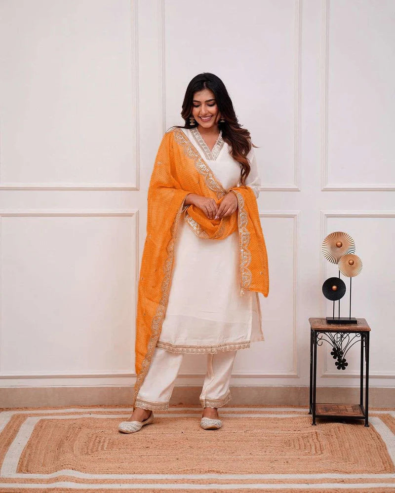 MUSTARD YELLOW BANDHANI GOTA PATTI SUIT