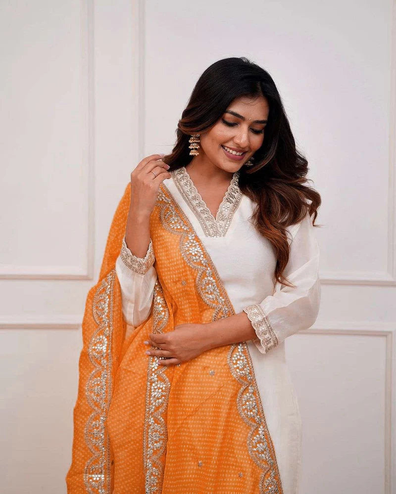 MUSTARD YELLOW BANDHANI GOTA PATTI SUIT