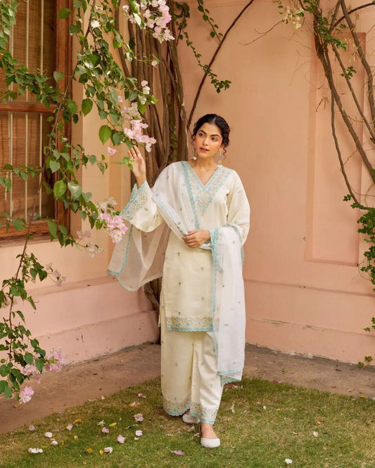 WEDDING SPECIAL WHITE BUL BUL SUIT SET