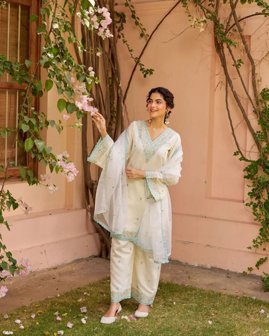 WEDDING SPECIAL WHITE BUL BUL SUIT SET