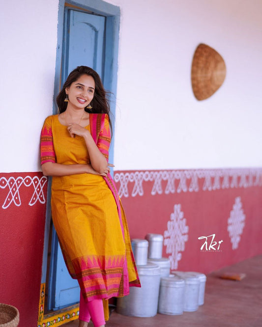 NEW ARIVELLS YELLOW VATIKA SUIT SET