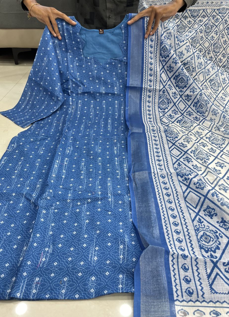 TANNA BANNA LILAN COTTON  DUPPATA 2 PIECE SET